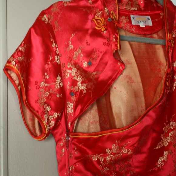 Authentic Vintage Chinese Maxi Evening Dress - Silk - Picture 3 of 9